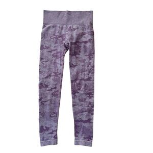 Gymshark Seamless Athletic High Waisted Leggings Camo Lavender Grey Size S